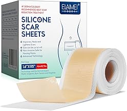 Silicone Scar Sheets(1.6"x115"-2.9M),Medical Grade Silicone Scar Tape,Silicone Strips for Scar Healing,Painless Scar Removal Tape for All Surgical Incisions,C-Section,Burn,Keloid,Acne