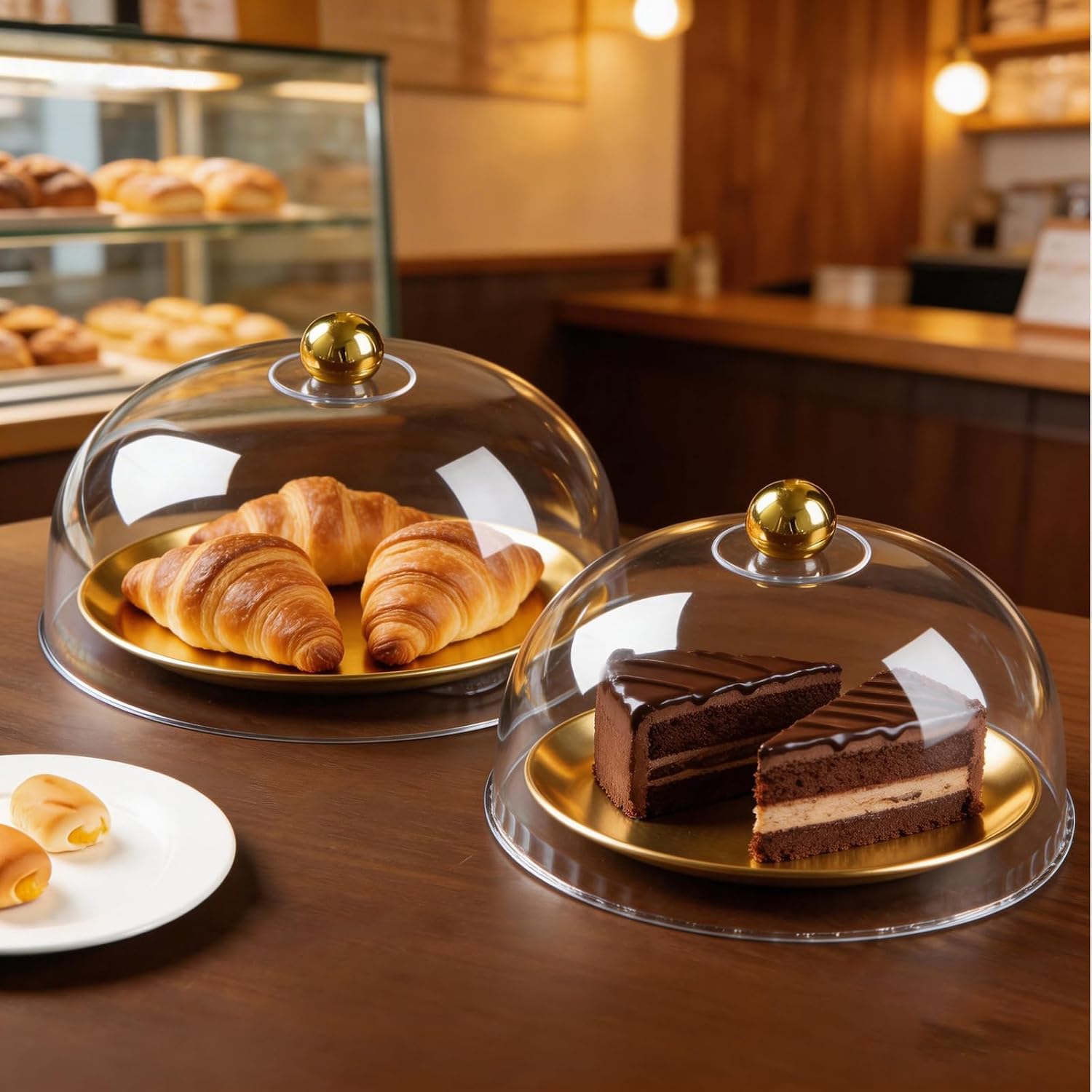 3 PCS Clear Cake Dome Cover 8''/10''/12'' Round Plastic Cake Stand Cloche Cover for Cupcake Dessert Cheese Plates Display and Food Freshness