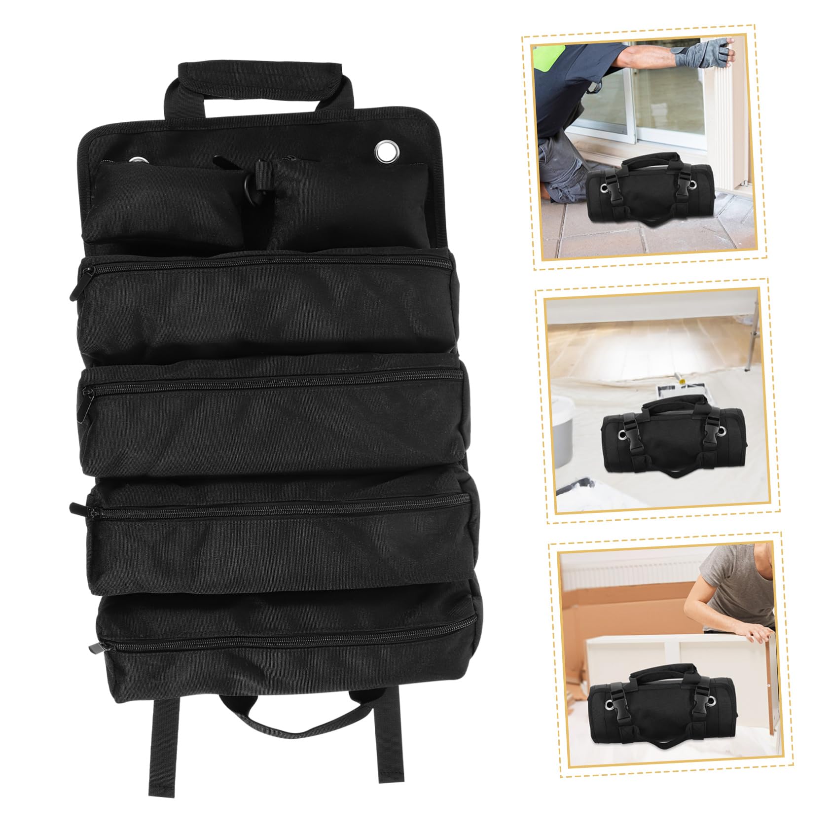 Gatuida Sacoche Outil Enroulable Petit à Outils Organisateur de Rangement pour Clés de Bricolage avec Fermeture Éclair Petit à Oxford