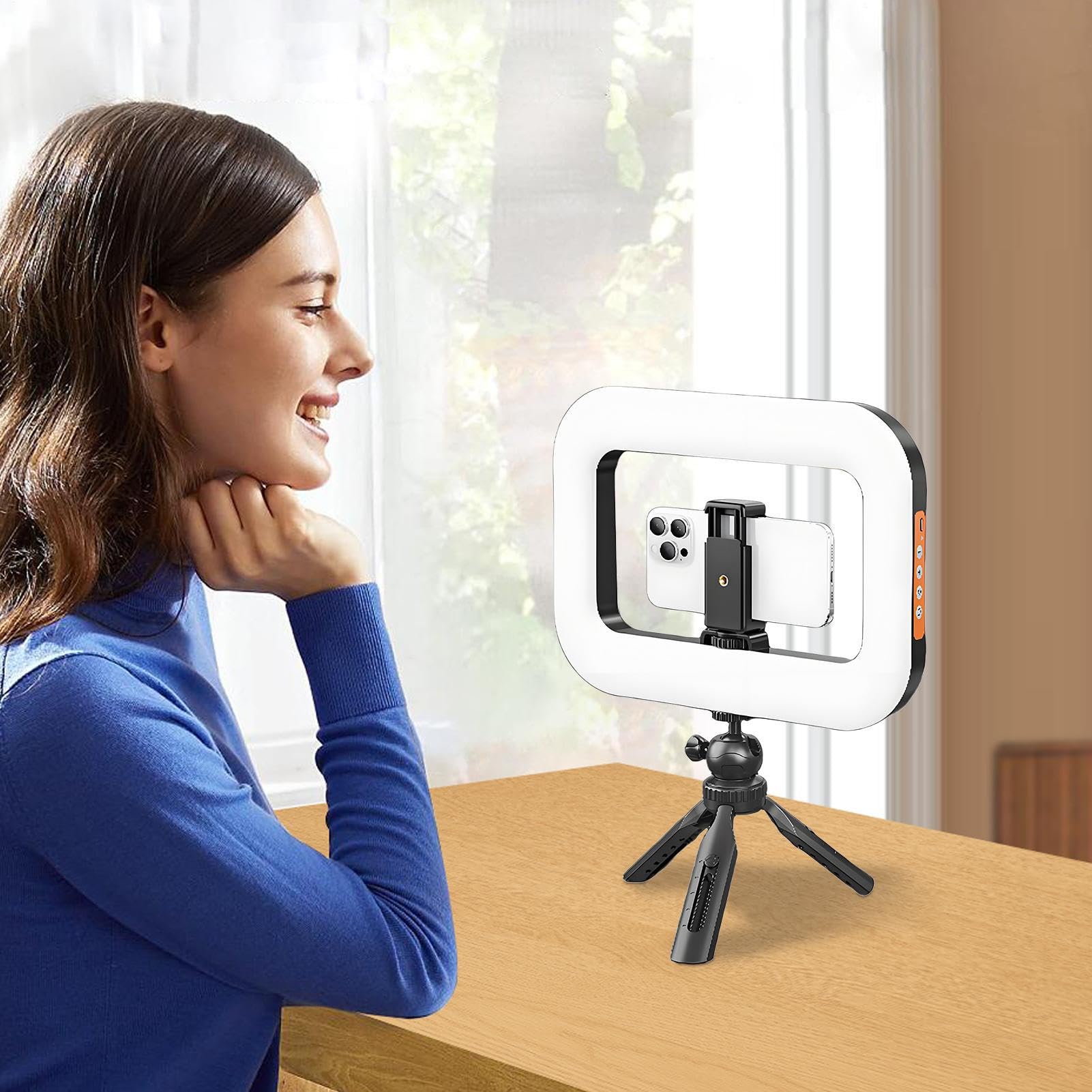 Luce Per Foto E Selfie Con Smartphone, Anello LED Regolabile Portatile con Supporto, Accessori Video per Blog, Vlog, Riprese, Streaming e Attività Acquatiche