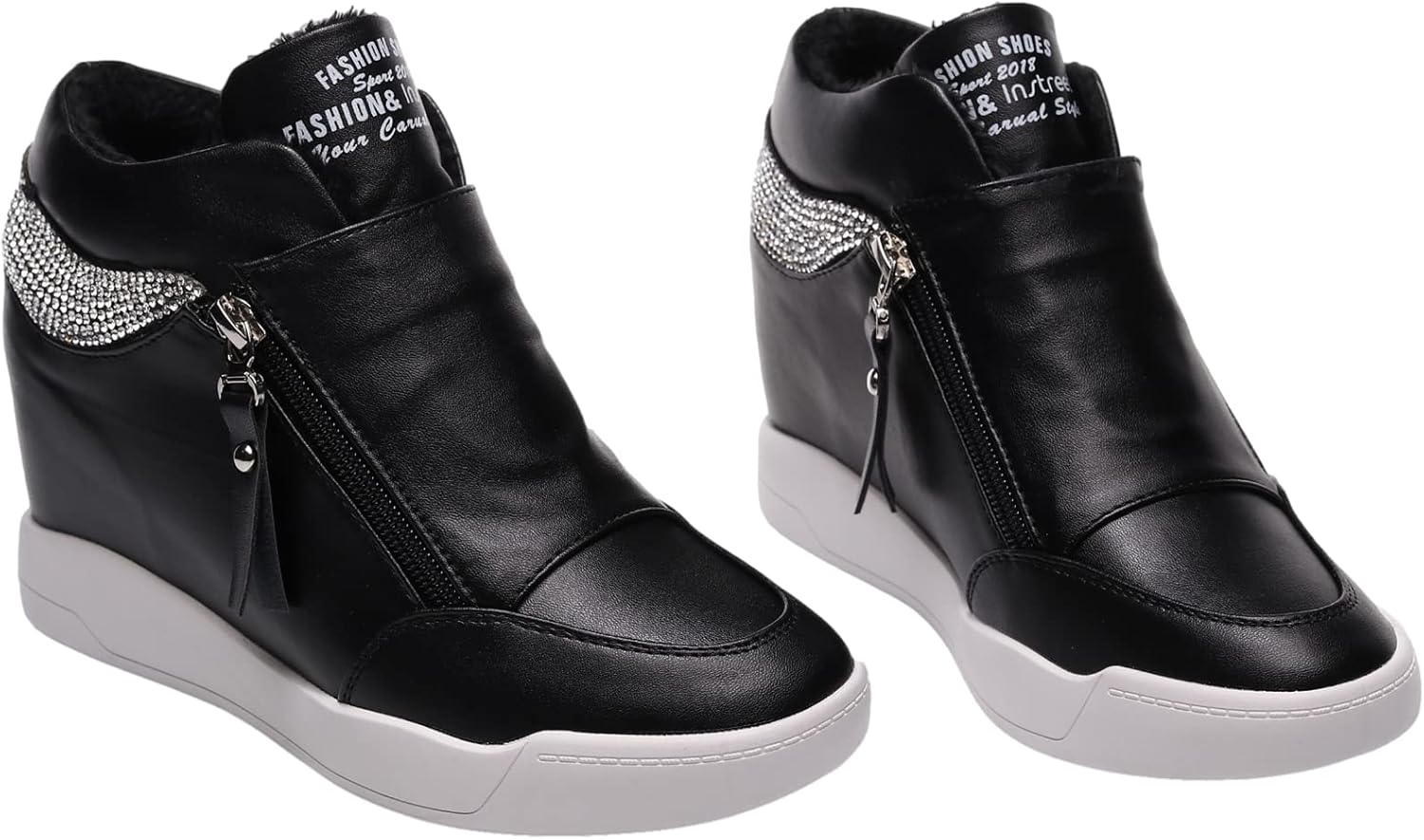 rismart Women's Wedge Platform Bootie Fashion Sneakers