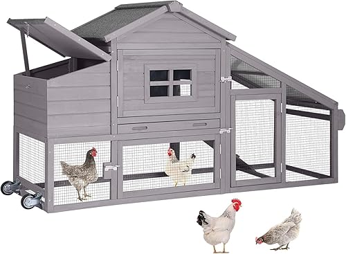 Aivituvin Gallinero móvil gallinero, jaula grande para aves de corral con ruedas, casa de pollo al aire libre