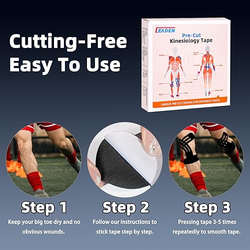 Miniatura 4 de IEADEN Cinta de kinesiología precortada para rodillas, 10 unidades, mejorada 2025, soporte y estabilidad de rodilla, cinta atlética para aliviar el