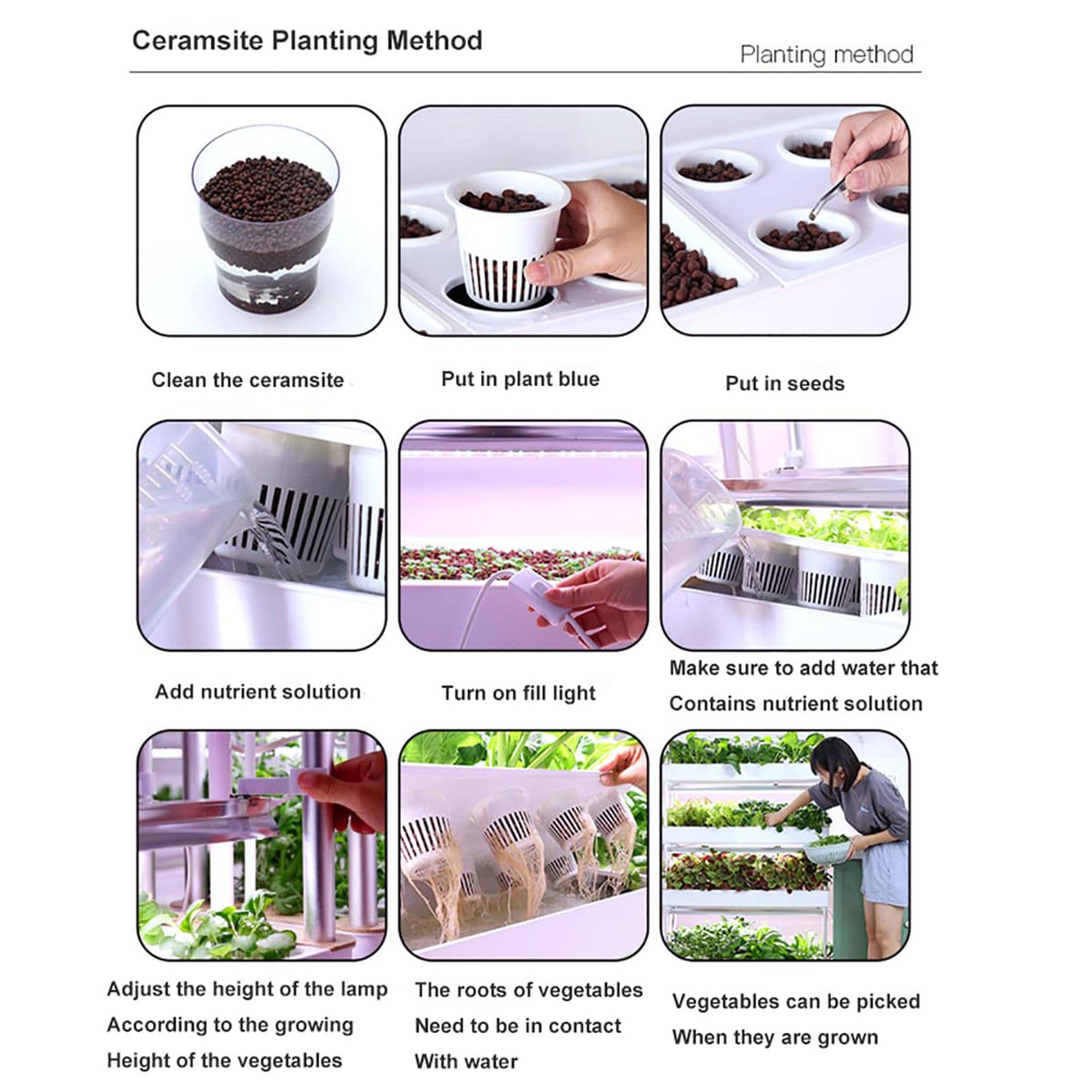 Kit de cultivo hidropónico con luz LED de crecimiento, torre de jardín interior de riego automático, sistema aeropónico con bomba hidratante, configuración eficiente de ahorro de espacio de 48