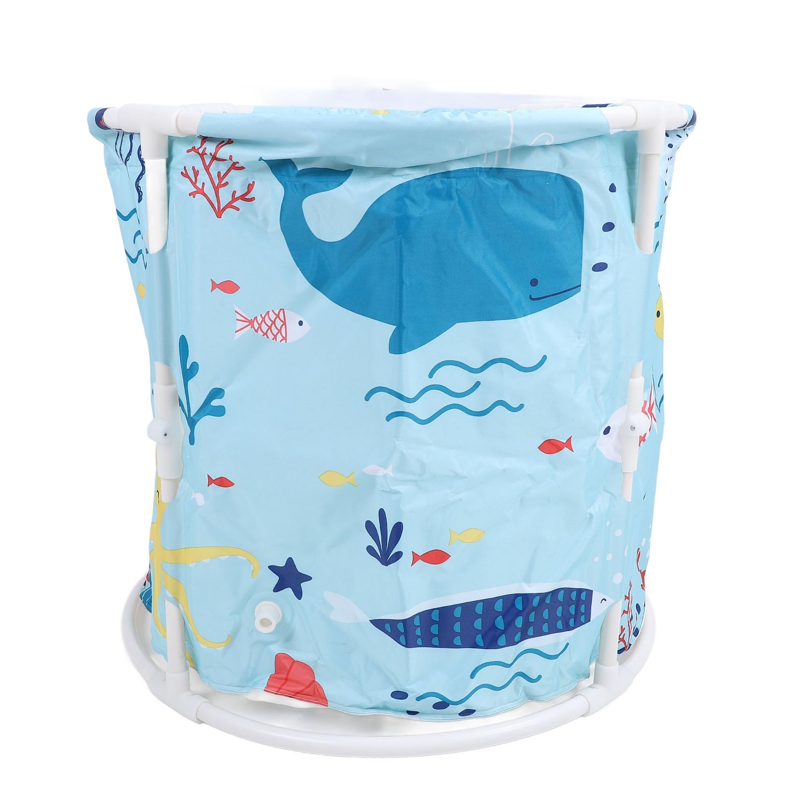 Vasca da Bagno Pieghevole in PVC con Tubo e Cuscino, per Adulti,