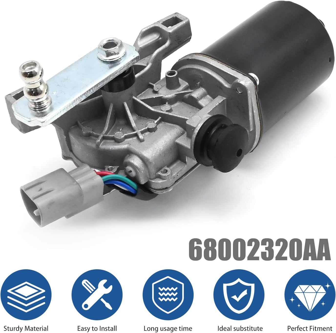 Front Windshield Wiper Motor, Replacement for Mazda Replacement for Jeep Replacement for Dodge Replacement for cadillac, Replace 5303780AE 5183273AA 68002320AA