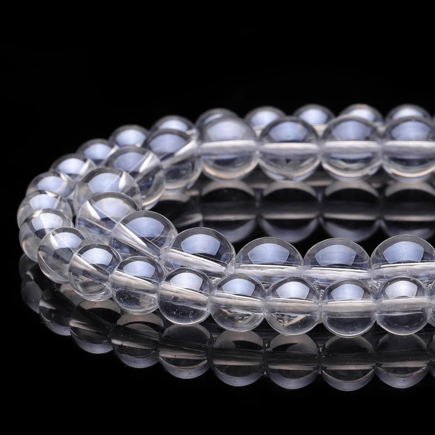 Youngbling Natural Crystal Beads for Jewelry Making,6mm Clear Quartz Polished Round Smooth Stone,Genuine Real Stone Red Beads for Bracelet Necklace 15 Inch(Clear Quartz,6mm) - Image 2