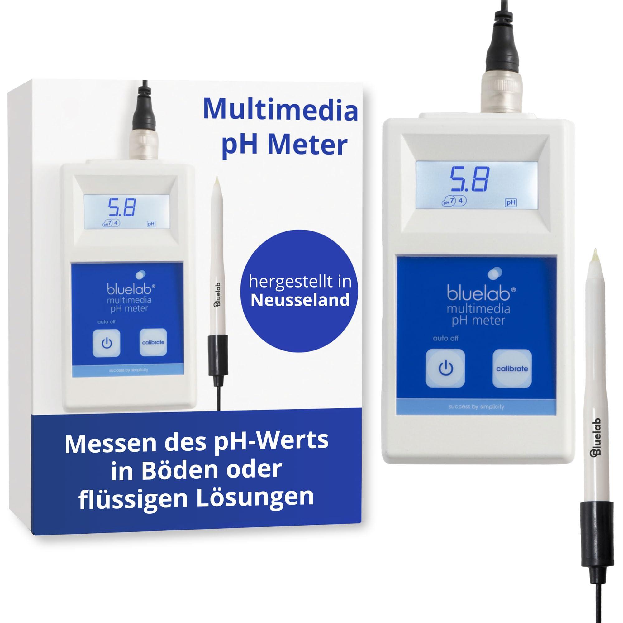 Bluelab METMULTI Multimedia PH-Meter - Digitales Handmessgerät für hydroponische Nährstoffe und Boden PH-Meter zur Messung der PH-Werte in Nährstofflösungen und Boden