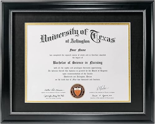 Miniatura 1 de GraduationMall Marco de diploma de 8.5 x 11 pulgadas con paspartú negro sobre dorado o pantalla de documentos de 11 x 14 pulgadas sin paspartú,