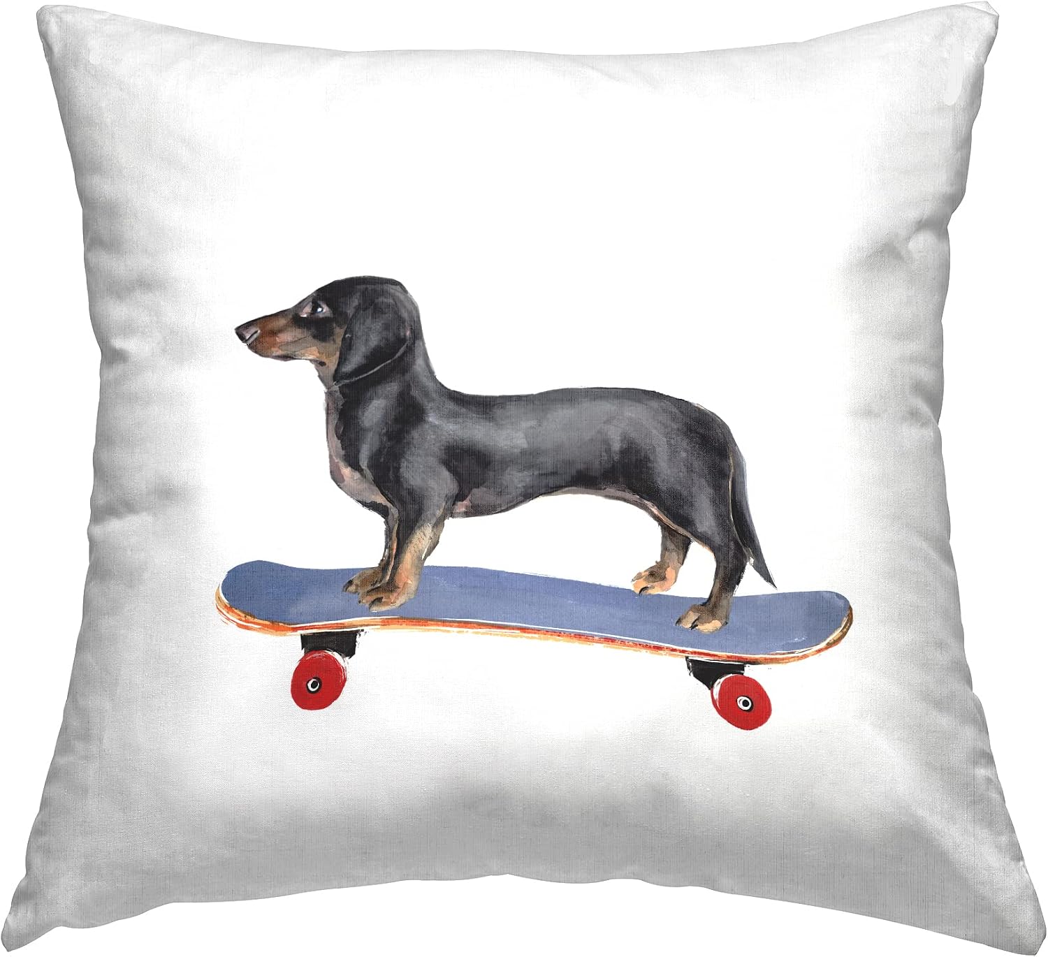 Stupell Industries Dachshund Pet Dog on Blue Skateboard Design by Annie Warren