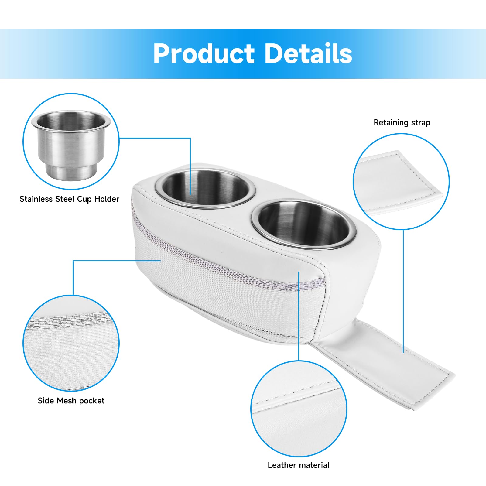 Pontoon Cup Holder Pontoon Double Drink Holder, Universal