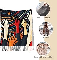 Vista 4 de Bufandas para mujer, bufanda cálida de invierno, con borla, manta de gran tamaño, bufandas de color negro, melocotón, rosa, chal