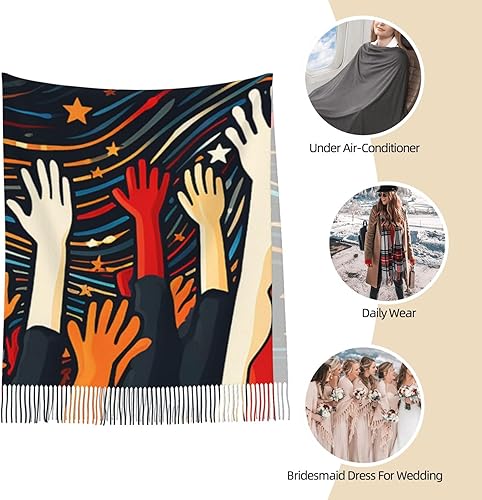 Miniatura 4 de Bufandas para mujer, bufanda cálida de invierno, con borla, manta de gran tamaño, bufandas de color negro, melocotón, rosa, chal