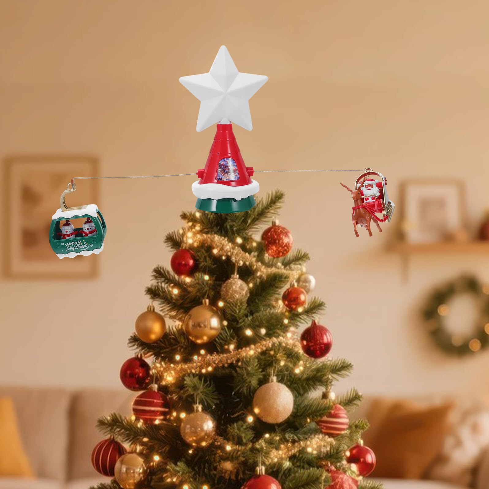Estrella de Copa de árbol Decoración de árboles Festivos Topper del árbol Estrella Iluminado Iluminado ABS