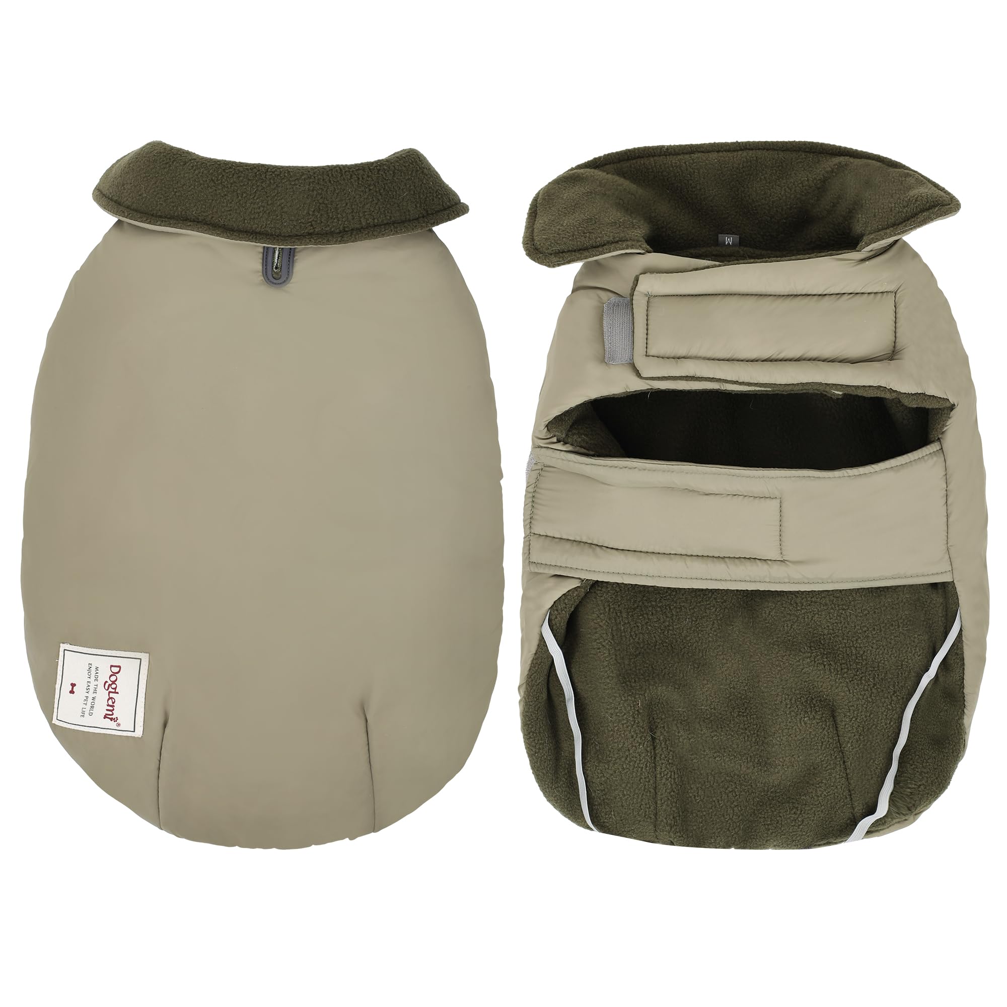Duuclume Puffer Vest Dog Jacket,Cotton Coat for Cold Weather,Windproof Warm Dog Garments,Thick Apparelf Fleece Dog Coat,Turtleneck Cozy for Small Medium Dogs (Green/M)