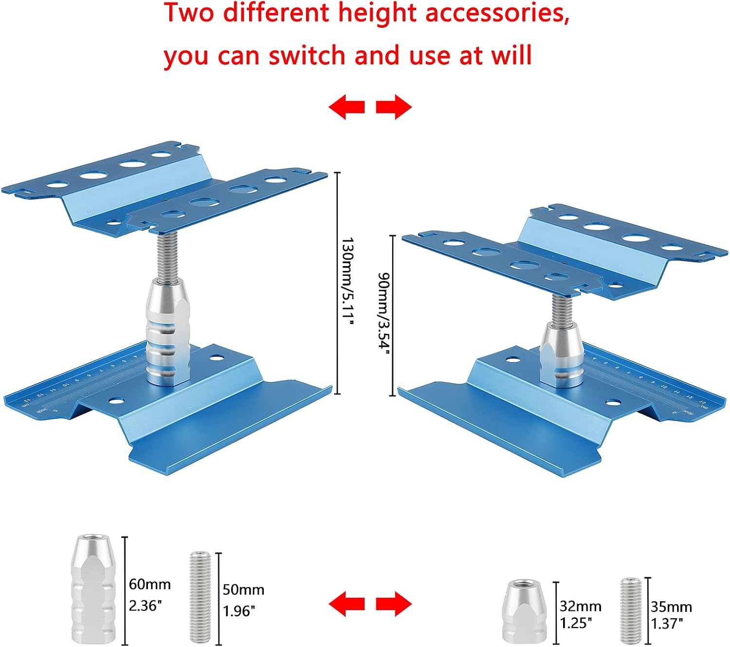 Aluminum Alloy RC Car Work Stand RC Repair Stand for 1/8 1/10 1/12 1/16 1/18 Buggy Truck Crawler On Road Touring Cars with Wheel Nut Wrenches, Blue