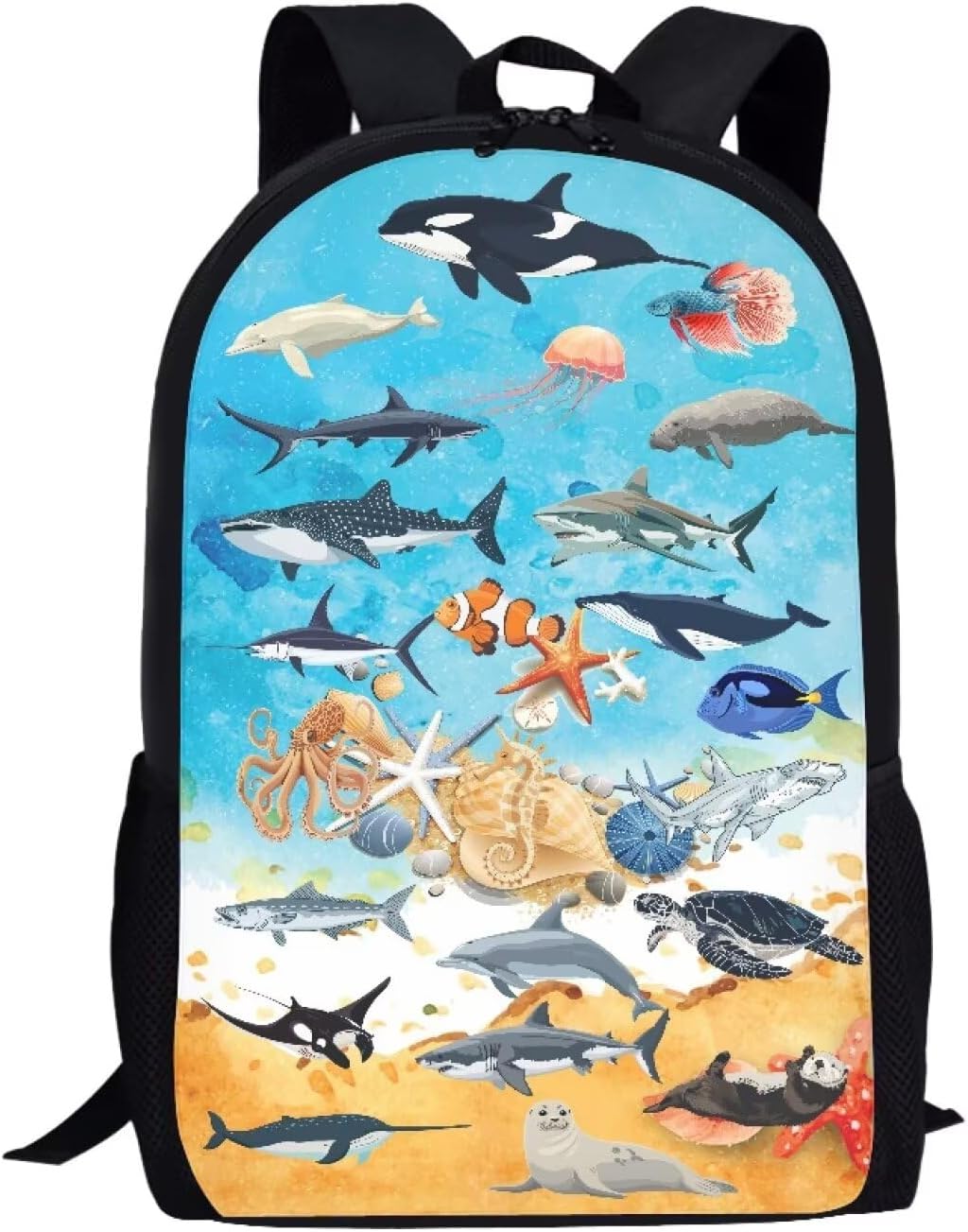 Elephant Lion Hippo Rhino Print Kids Backpack for Boys Girls Elementary Cute Zoo Animal School Bag 17 inch Multifunctional Large Capacity Durable Travel Backpack