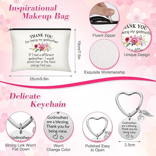 Miniatura 3 de Tioncy Juego de 3 piezas de regalo para madrina de Godchild, Thank You for Being My Godmother de 16 onzas con forma de lata de vidrio con forma de