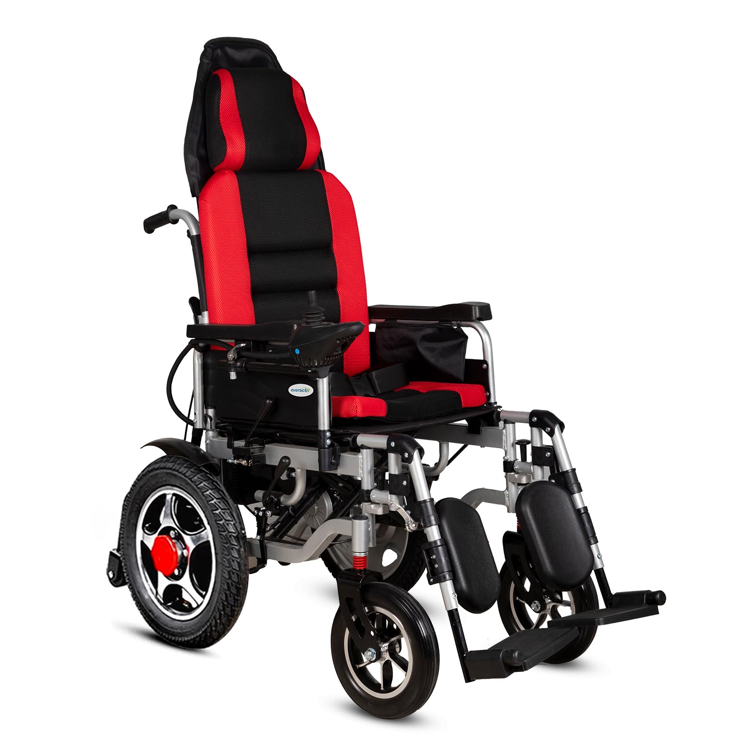 Everactiv EcoRider | Color-Red | Electric Wheelchair with additional Headrest | Color- Red | 180 degree Reclining | Elevating and Detachable Footrest | Made In India-image-26