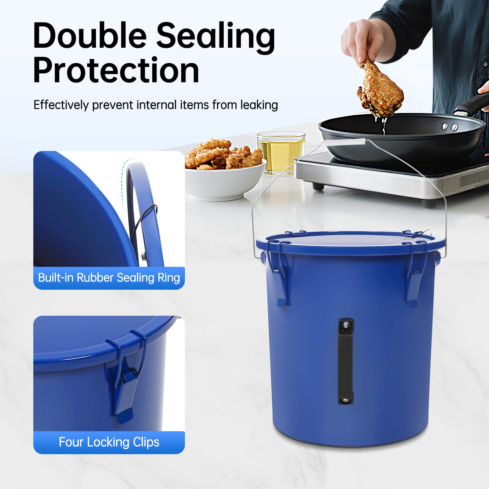 Contenitore per grasso per friggere, 22,71 l, con sacchetto filtro, 4 clip di chiusura per cucina ristorante, catene fast food, ristoranti caldi