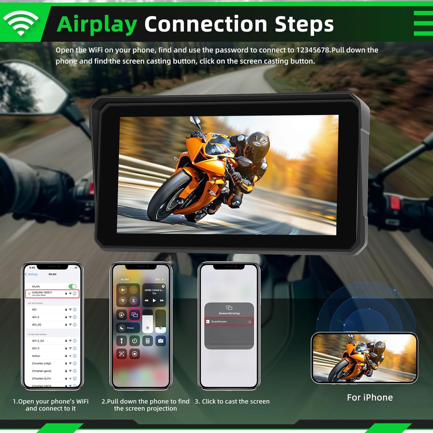 Airplay connection steps for iPhone to CarPlay screen