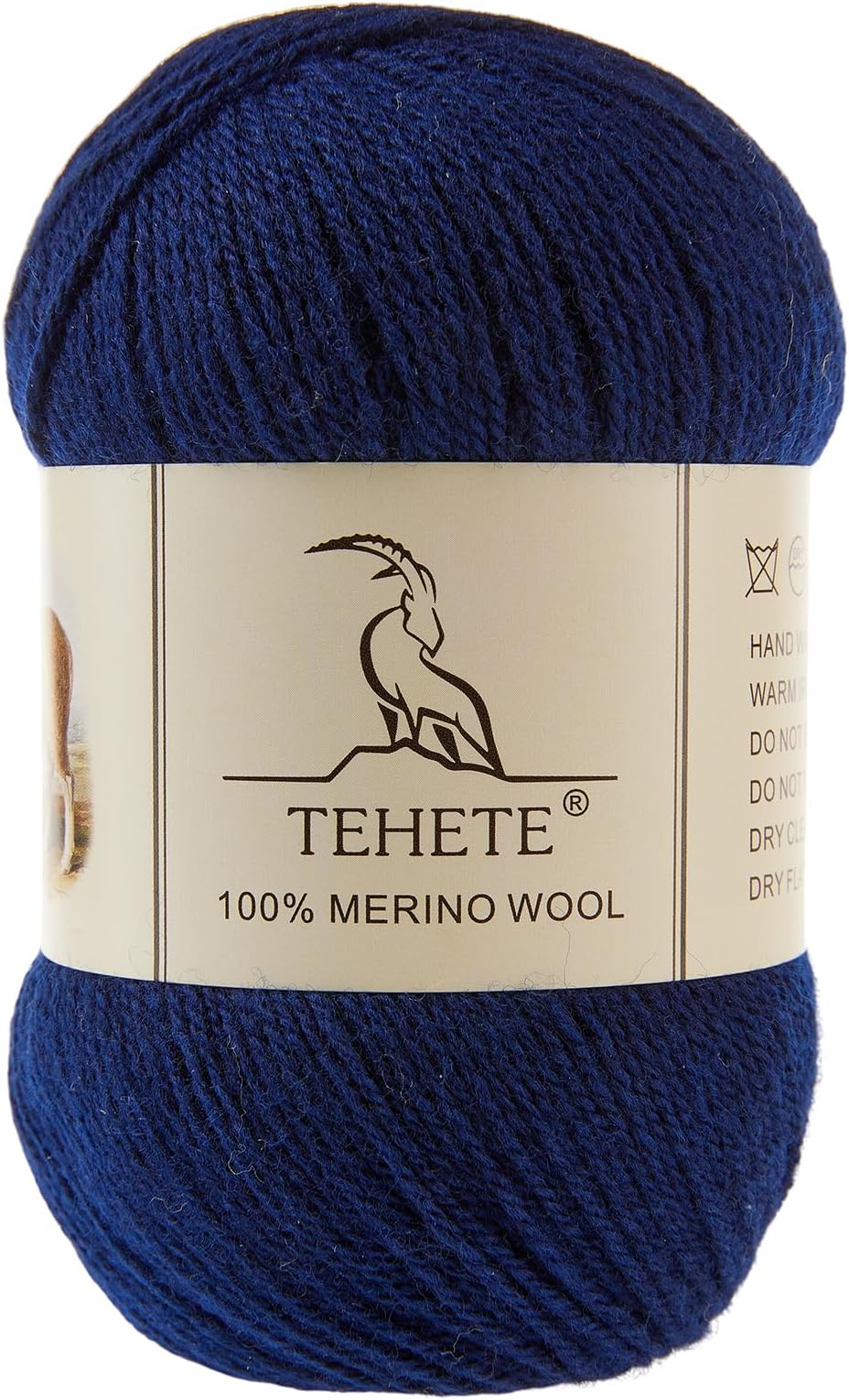 TEHETE 100% Merino Wool Yarn for Knitting 3-Ply Luxury Warm Soft Lightweight Crochet Yarn(Navy Blue,3Balsl)