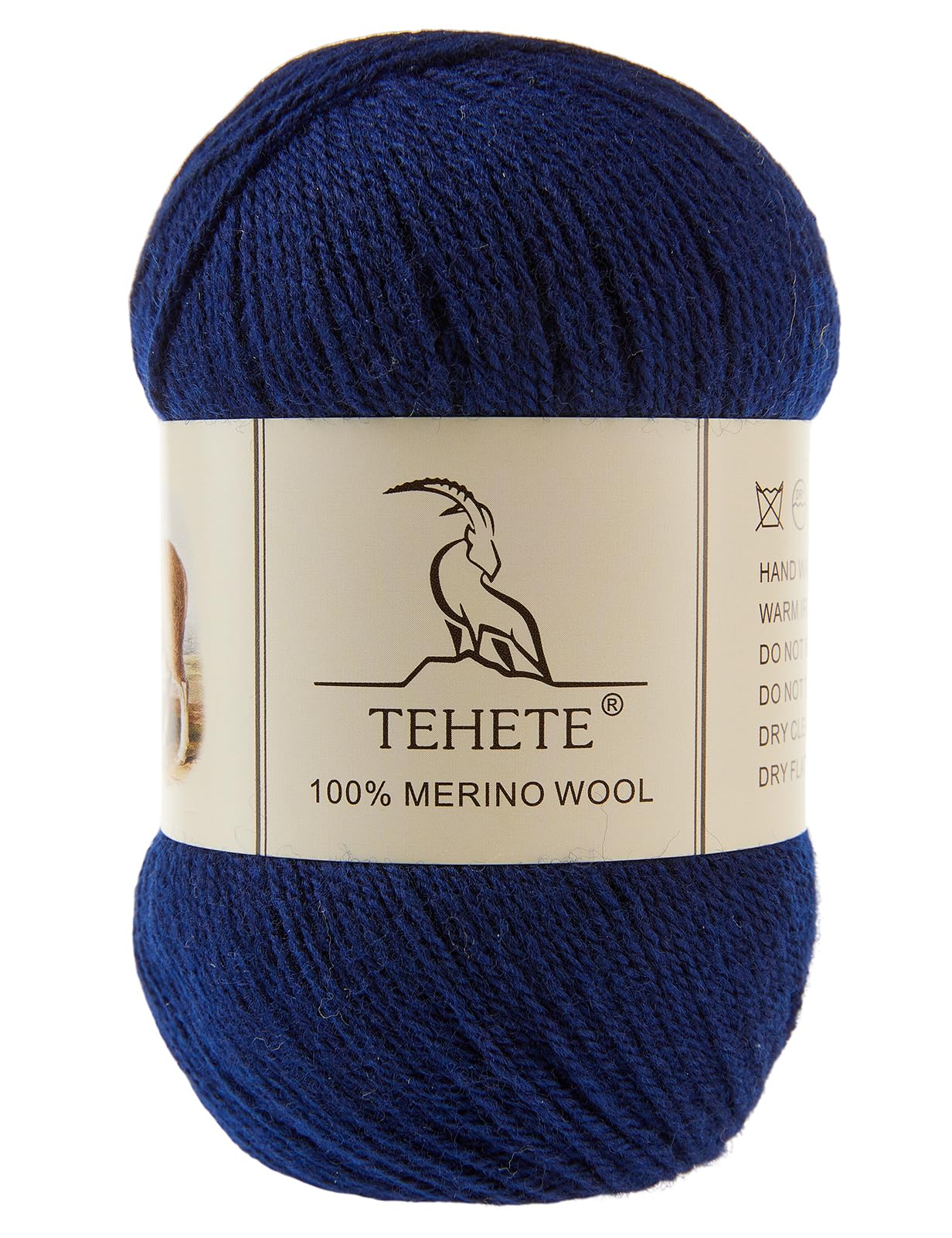 TEHETE 100% Merino Wool Yarn for Knitting 3-Ply Luxury Warm Soft Lightweight Crochet Yarn(Navy Blue,3Balsl)