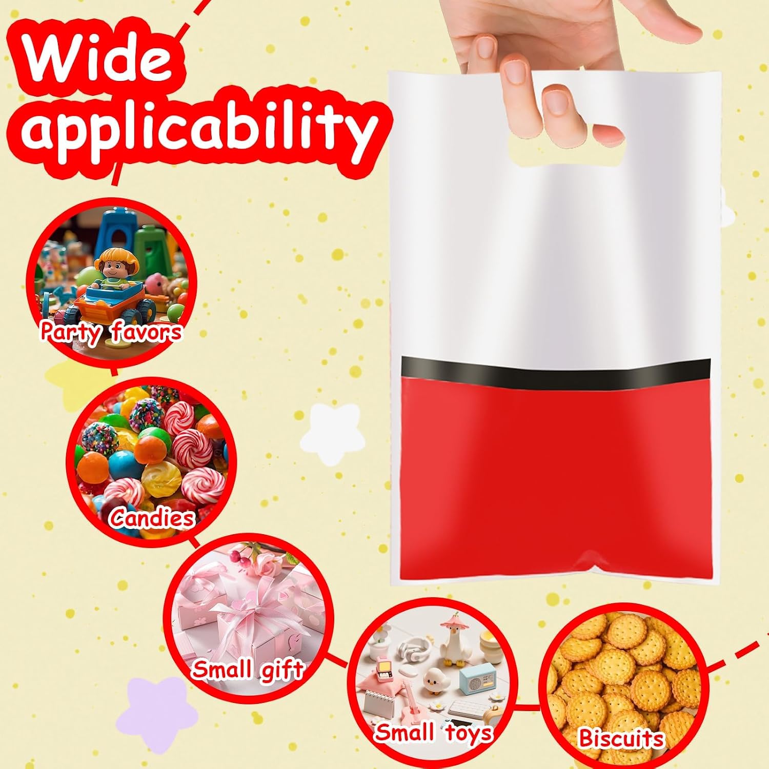 LLMSIX 30pcs Party Favor Bags, Red and White Goodie Bags, Cartoon Candy Bags for Birthday Parties Games Gift Bag Storing Props (Red White)