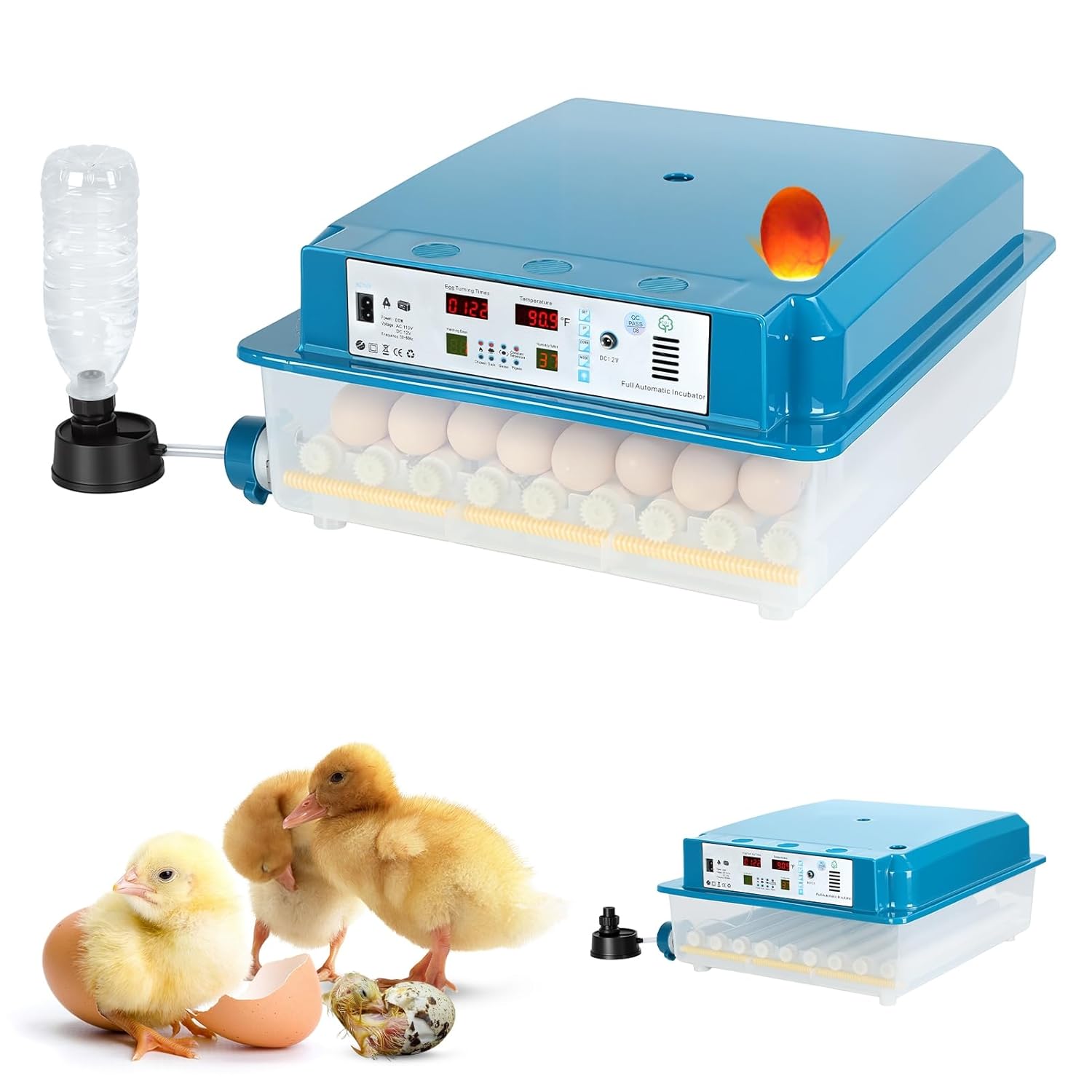 64 Egg Automatic Incubator with Auto Turn, Temperature & Humidity Control - Smart Egg Hatcher for Chicken, Duck, Goose, Quail & Bird Eggs 64 Eggs