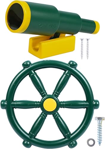 RedSwing Accesorios para patio de recreo para niños, accesorios de juego con rueda de barco pirata y telescopio para patio trasero al aire libre,