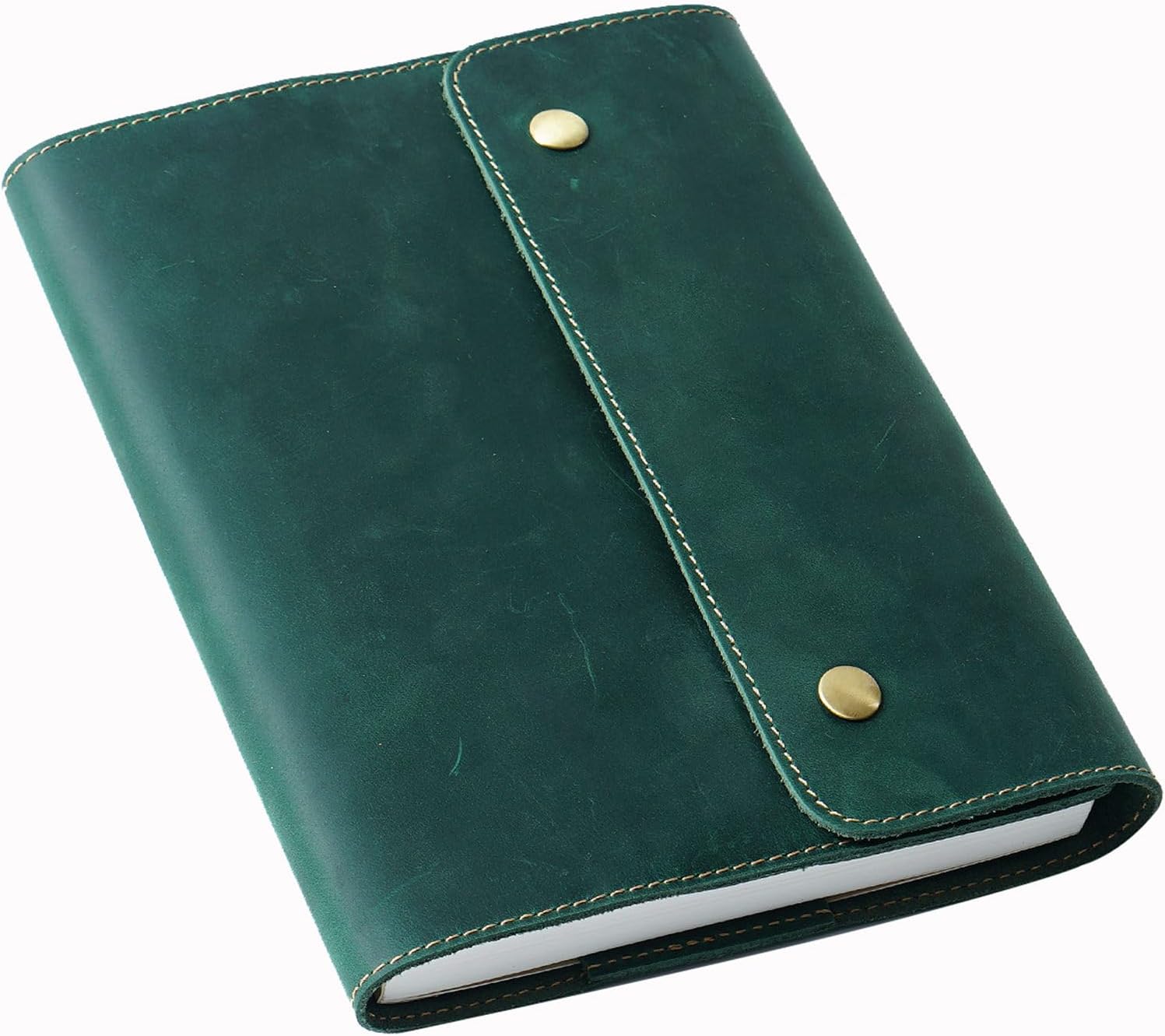 Genuine Leather Notebook Vintage Cowhide Notepad Creative Women/Men Sketchbook Diary Notebook New Book Protection with Inserts (Green)