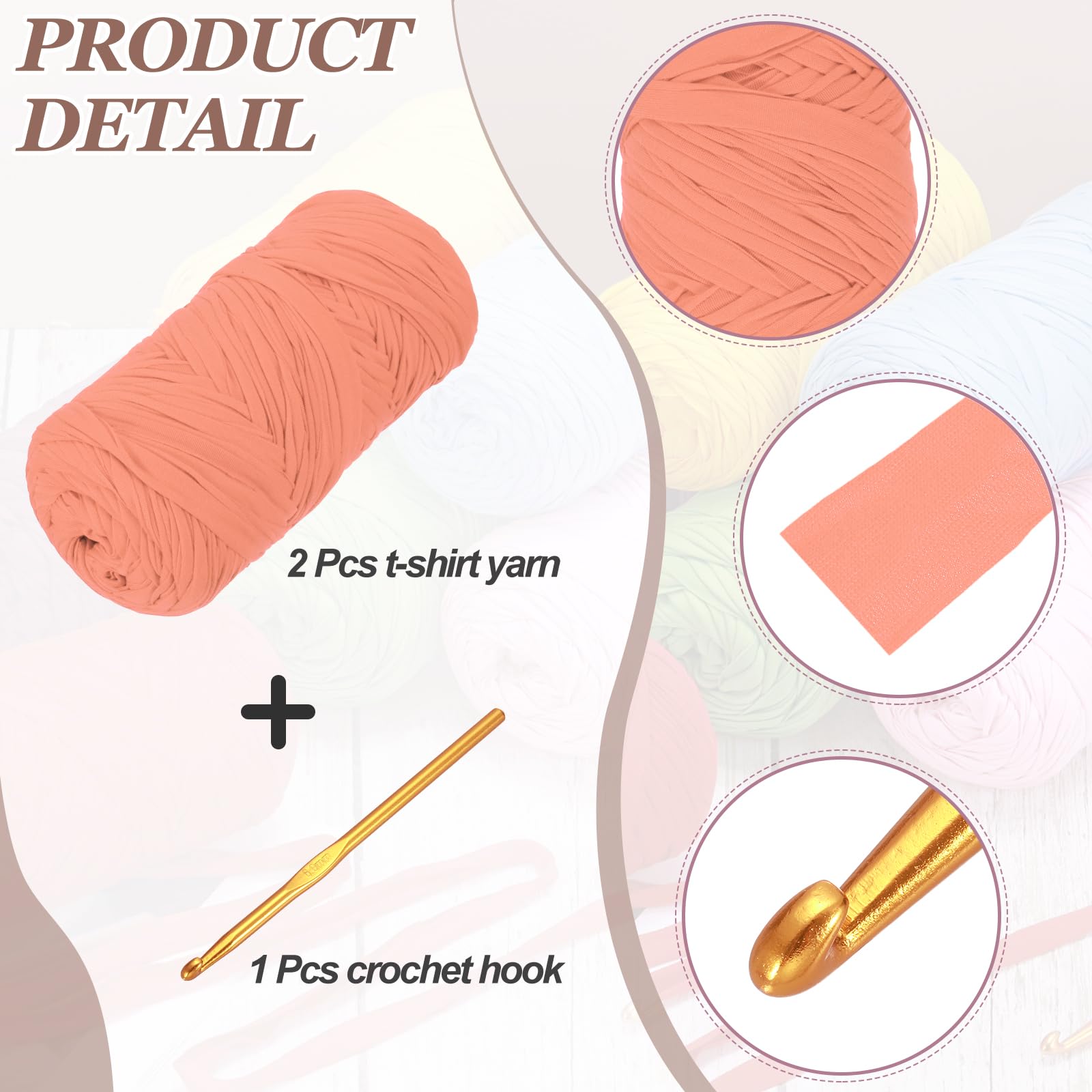 PATIKIL T-Shirt Yarn for Crocheting with 1 Crochet Hook, 2 Pack 400g/130 Yards Soft High Elastic Knitting Yarn for Beginner Crochet Bag/Basket/Home Decor(Warm Pink) - Image 3