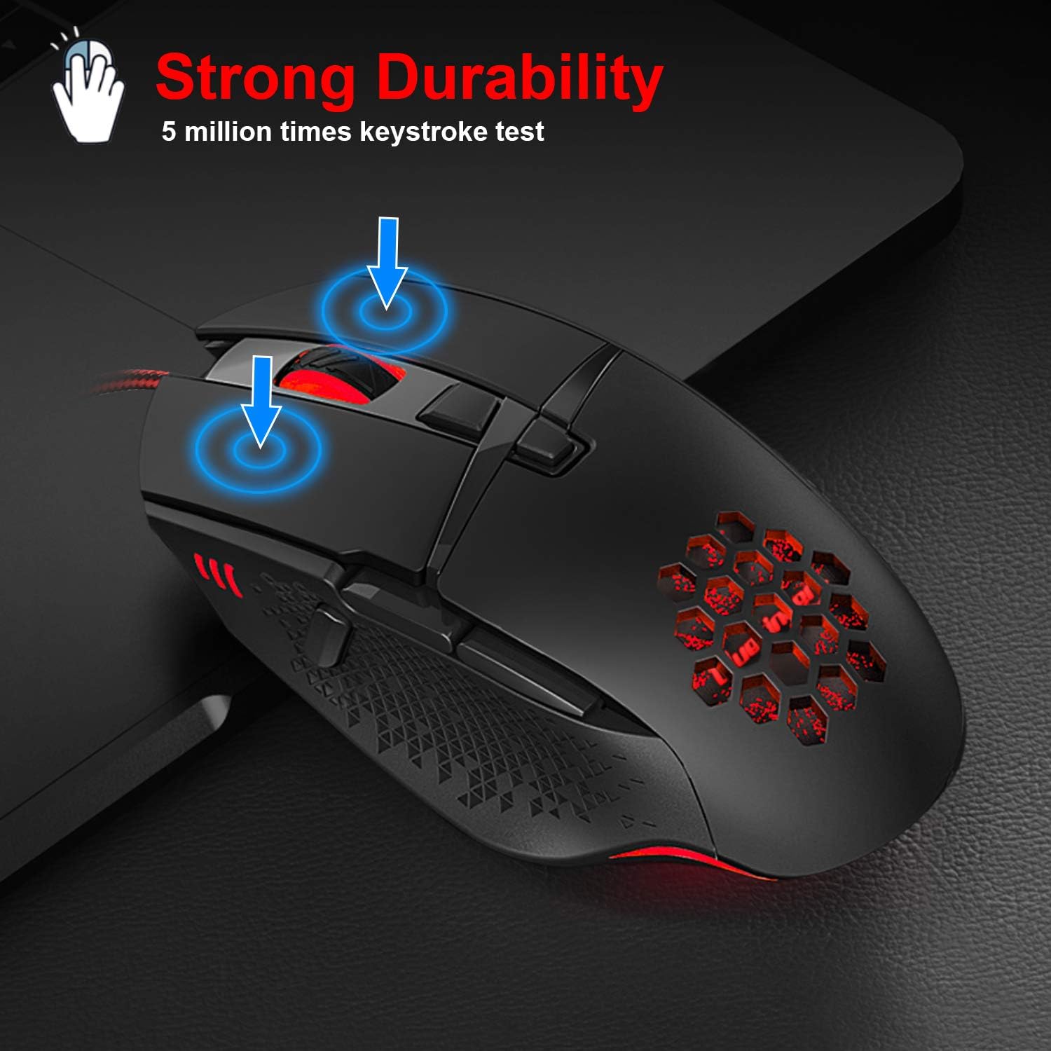 BlueFinger Wired Gaming Mouse, RGB Backlit Gaming Mouse with 8 Programmable Buttons, 4 Adjustable DPI, Comfortable Grip Ergonomic Optical Gaming Mice