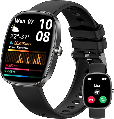 Reloj inteligente para hombres y mujeres, responderhacer llamadas, reloj de fitness HD de 1.83 pulgadas con monitor de frecuencia cardíaca, presión