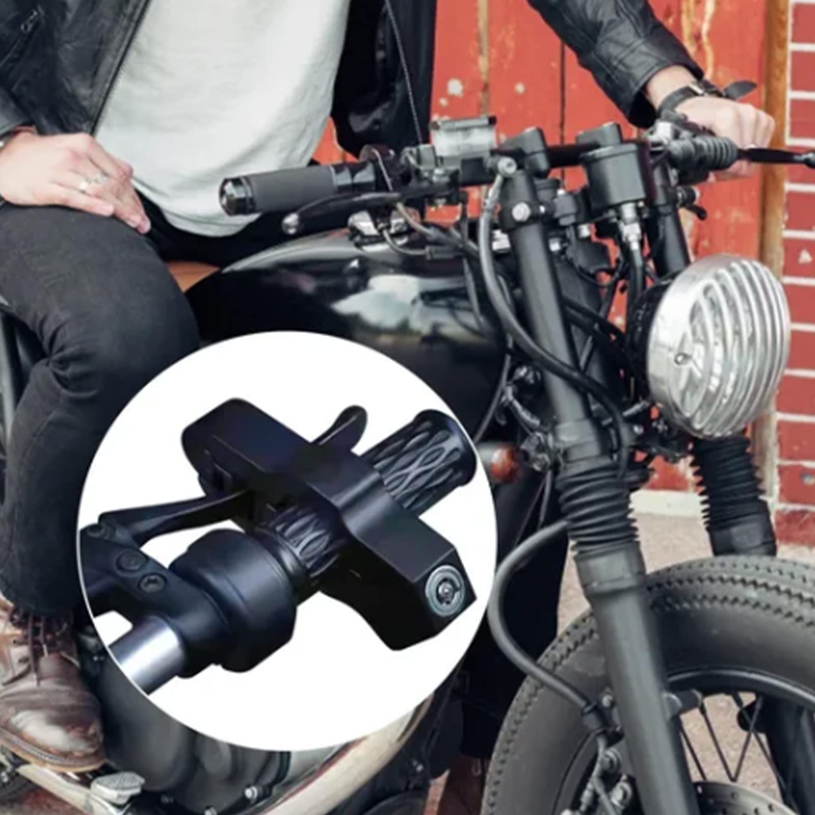 POCREATION Anti Theft Motorcycle Handlebar Throttle Lock, Aluminium Alloy, Black