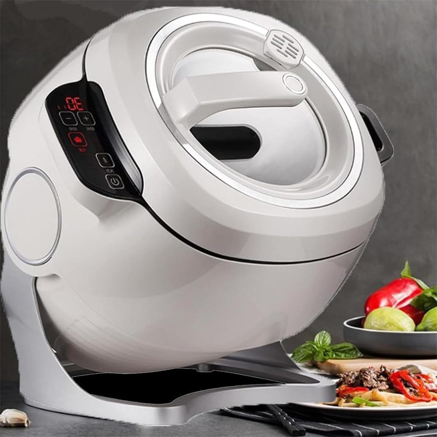 2000W Automatic Cooking Machine,6L auto Cooking Wok Fried Rice Machine,One-Click Start, Three Speed Adjustable,360 ° Automatic Rotation, for Stir Frying,Stewing,Cooking,with Smart Touch,110V