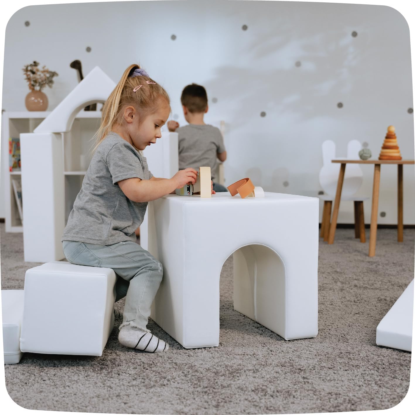 IGLU Soft Play Building Crawling and Climbing Equipment Playground for Kids 1-4 Year olds 10 Shape Blocks Open Ended Montessori Set (White)