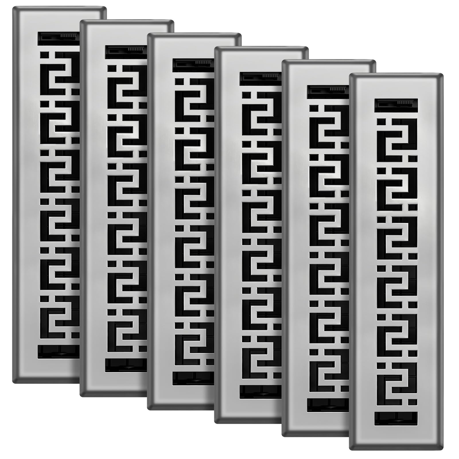 Photo 1 of Floor Register 2x14-6 Pack Floor Vent Covers Heavy Duty Walkable Steel Floor Vents Adjustable Decorative Vent Covers for Home Floor Sidewall Office or Ceiling Vent