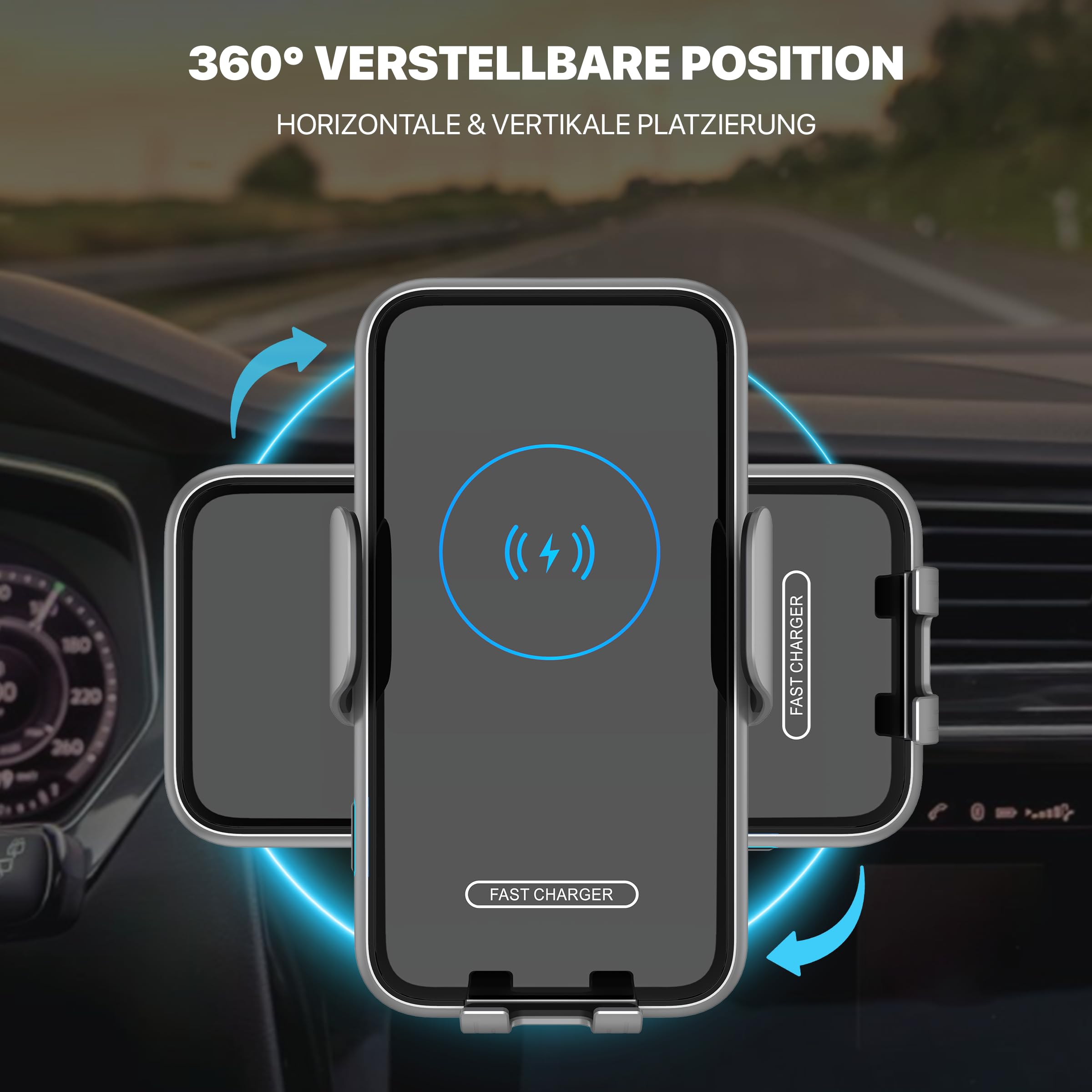 [ Test SEHR GUT, Note 1.1 *] AXRED V8 15W Handyhalterung Auto mit Ladefunktion, Automatische Locking & Touch Entriegelung, Kabellose Schnellladen Qi Handy KFZ Halterung Kompatibel mit iPhone Samsung