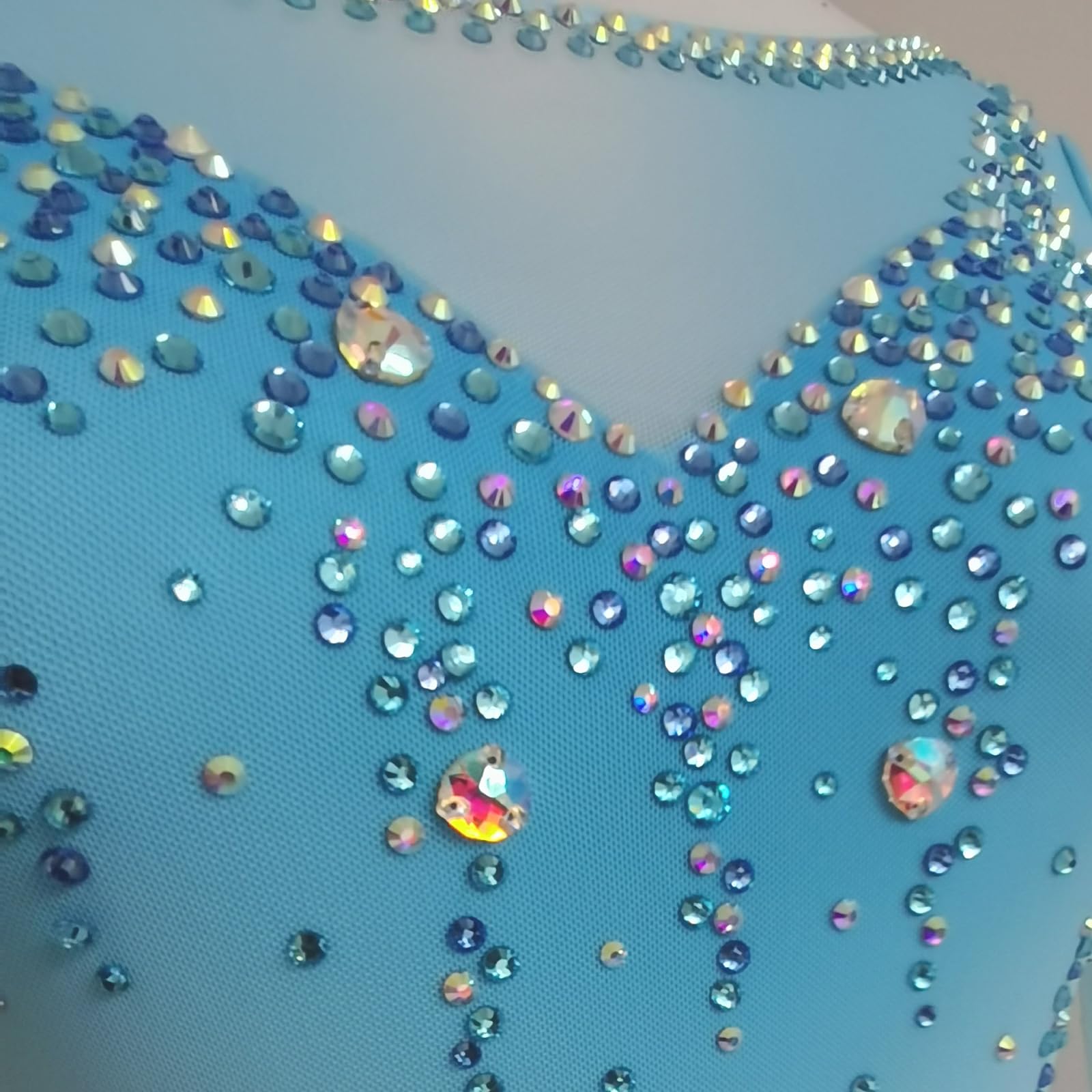 LIUHUO Elegantes blaues Eiskunstlaufkleid für Mädchen und Damen – Wettkampf-EIS-Tanzkleid – Skating-Kleidung