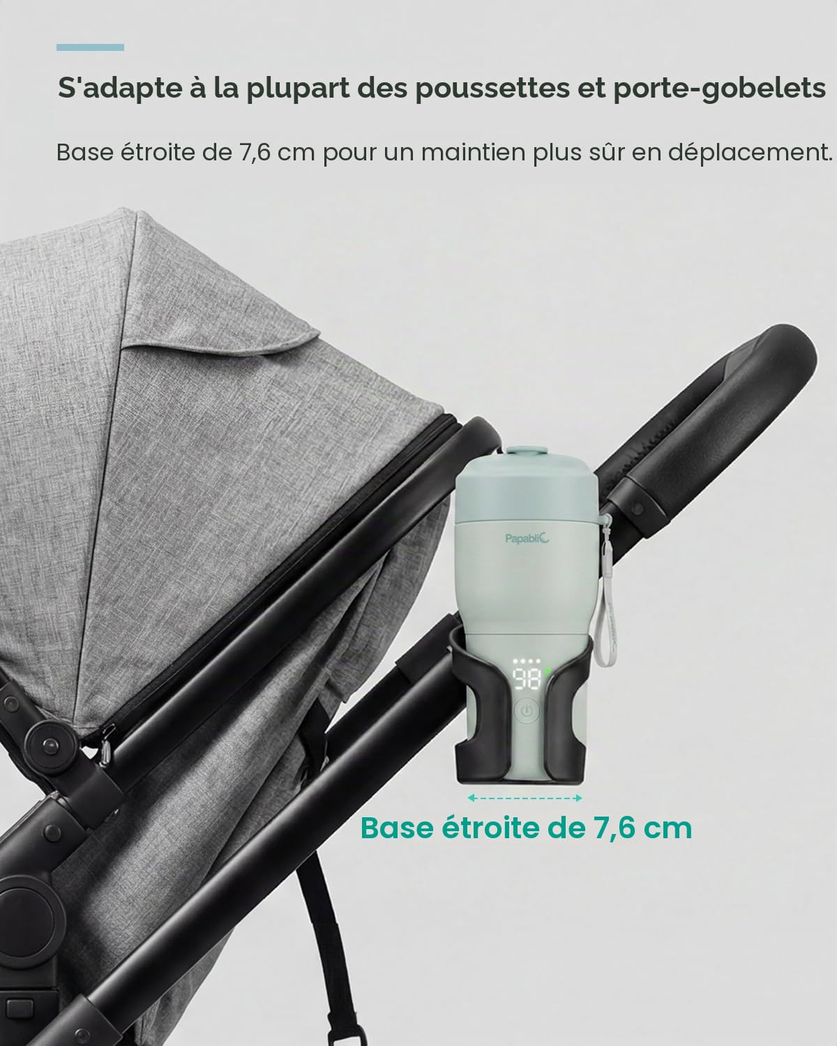 Papablic Chauffe-biberon portable Pro — Chauffage le plus rapide de 115 W, stérilisateur intégré, 8 flux par charge, 5 réglages de température et garde au chaud pour le lait maternel et la formule