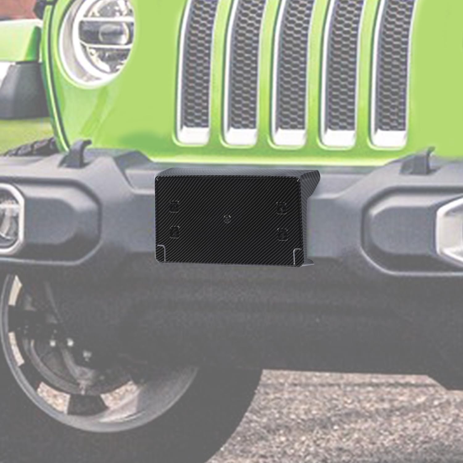 Jimen Compatible with 2018-2025 Jeep Wrangler JL JLU & Gladiator JT, Front License Plate Holder Frame Mount Bracket (Carbon Fiber)