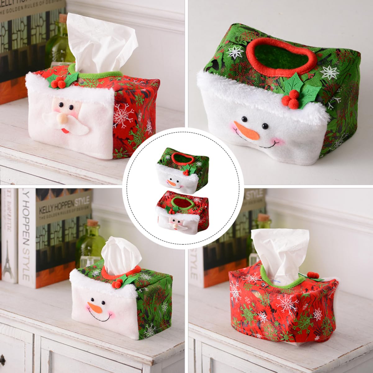 Amazon.co.jp: 2個 クリスマスティッシュセット ティッシュ容器