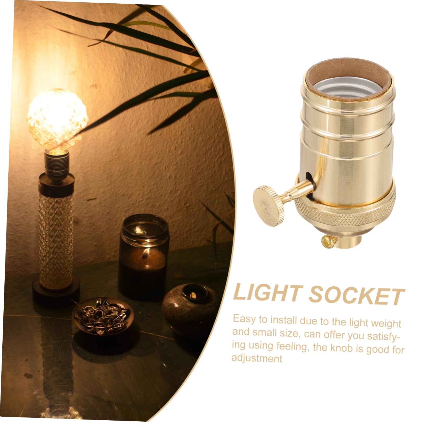 Housoutil 10 Pièces douille avec bouton led leds lumière cuisine cordon de lampe cordon lumineux accessoires de lampe support de douille de lampe alliage d'aluminium Golden