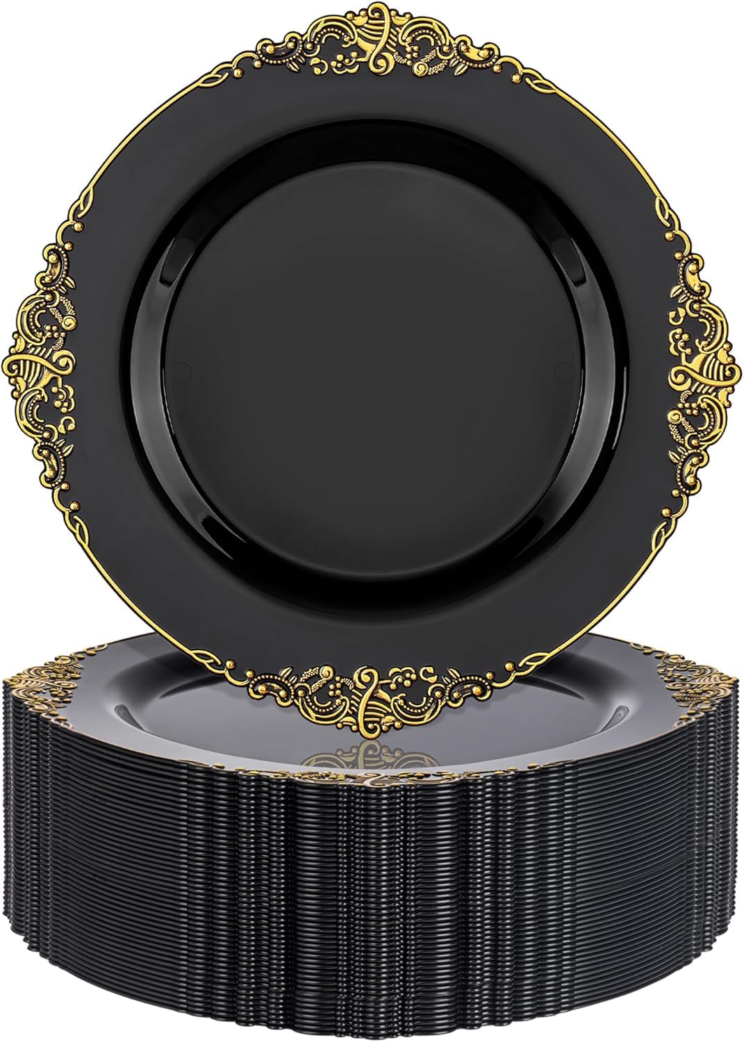 Gold Party Plates - 100 Pack, 10.25" -12