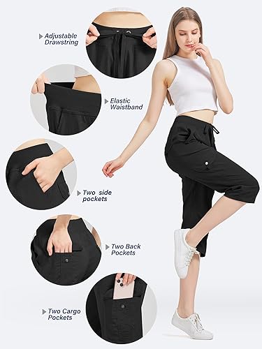 Miniatura 3 de Toumett Pantalones cargo capri de senderismo para mujer, de secado rápido, ligeros, para exteriores, casuales, cómodos, bonitos bolsillos