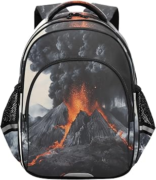 Bolaz School Backpack for Boys Teen Bookbag Book Bags Volcano Eruption Casual Daypack Travel High Middle School Student