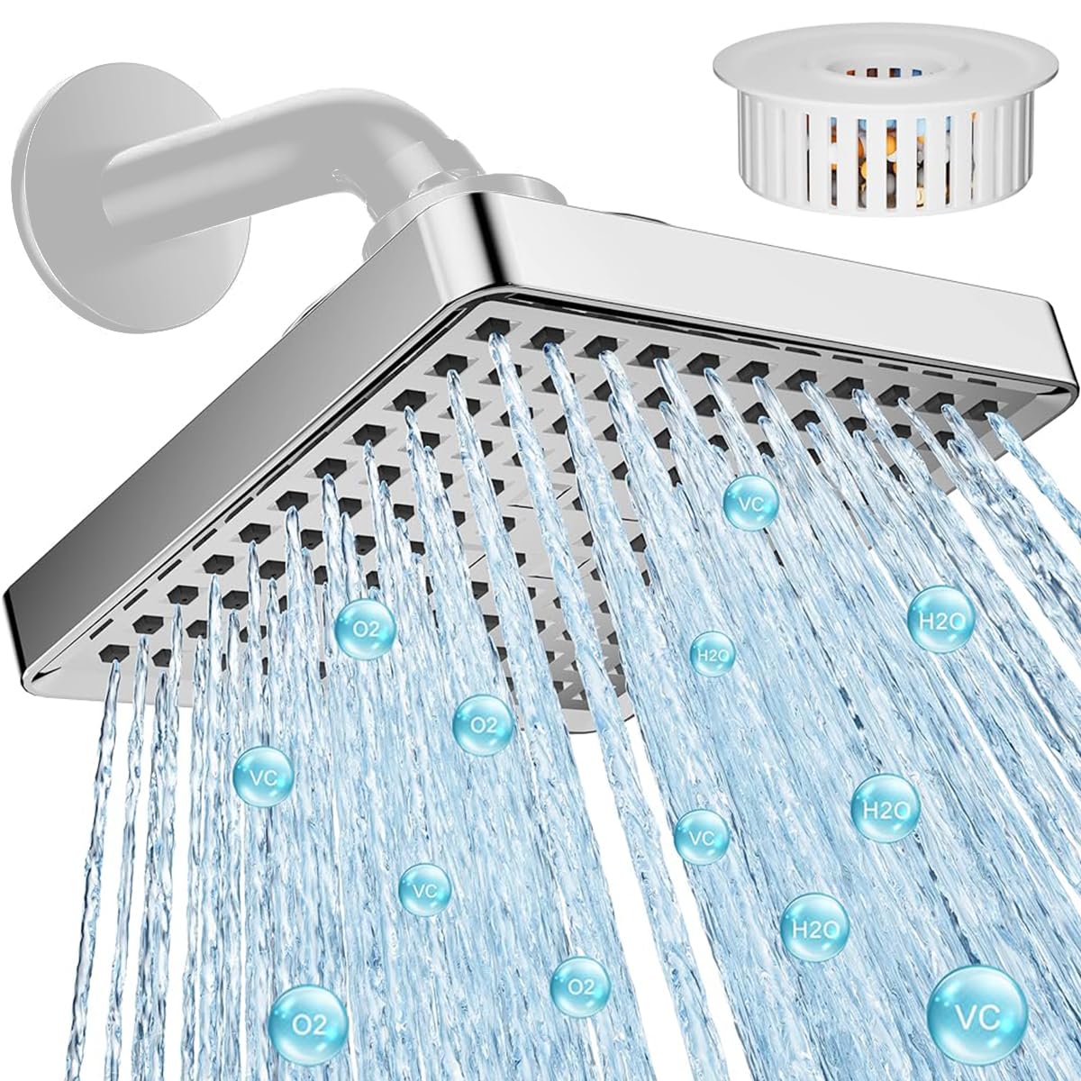 HASTHIP® Rain Shower Head for Bathroom 6 Inches Pressurized Rain Shower Head with Filter Remove Chlorine Water Softener Shower Head Fashion Chromed Rain Shower Head Bathroom Overhead Shower Head (B0D4M6NDGF) Amazon Price History, Amazon Price Tracker