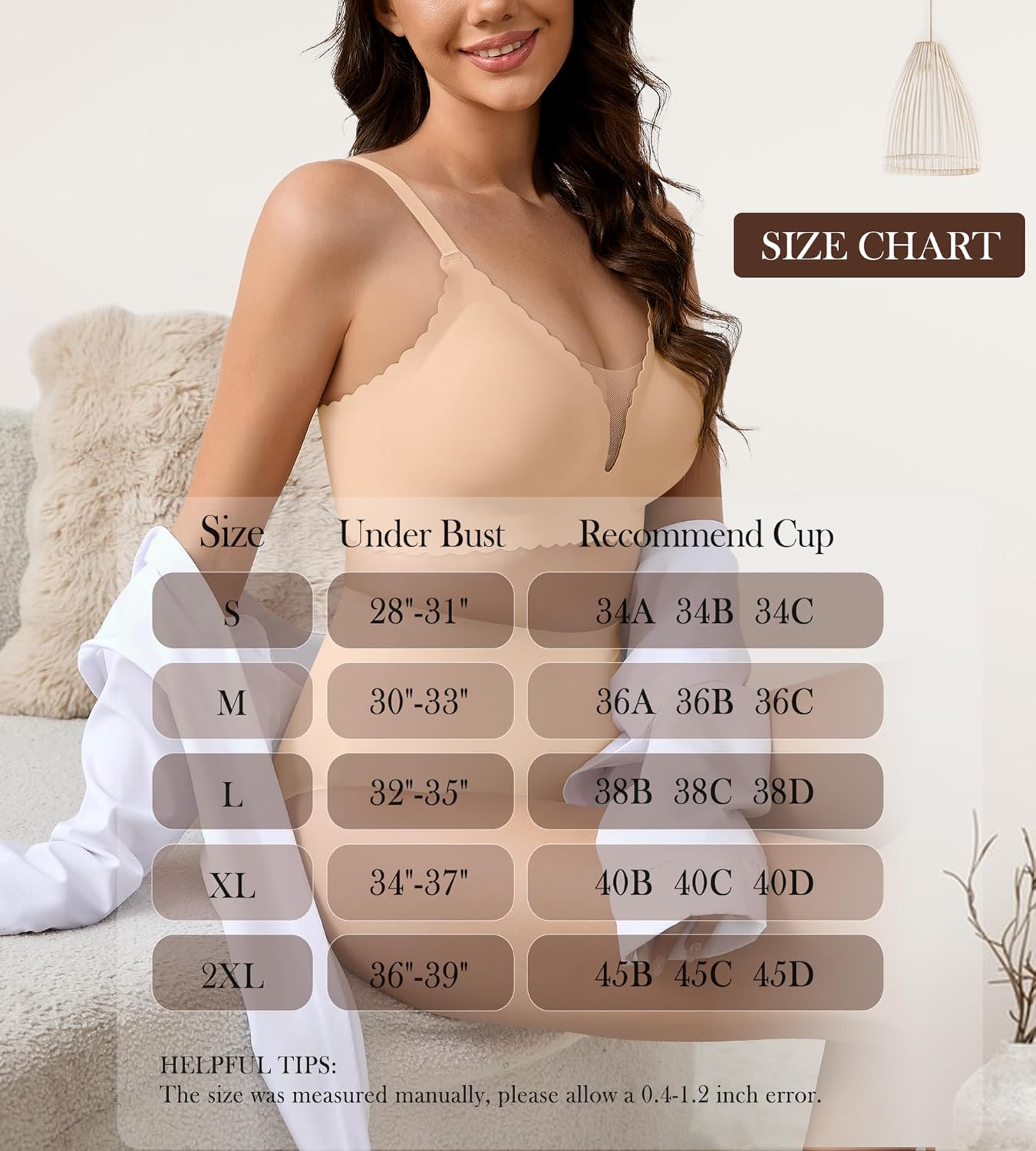 DEANGELMON Wireless Bras for Women Seamless Push Up Bralettes Scalloped V Neck Mesh Bras Tshirts Bra Comfort Everyday Bras - Image 6