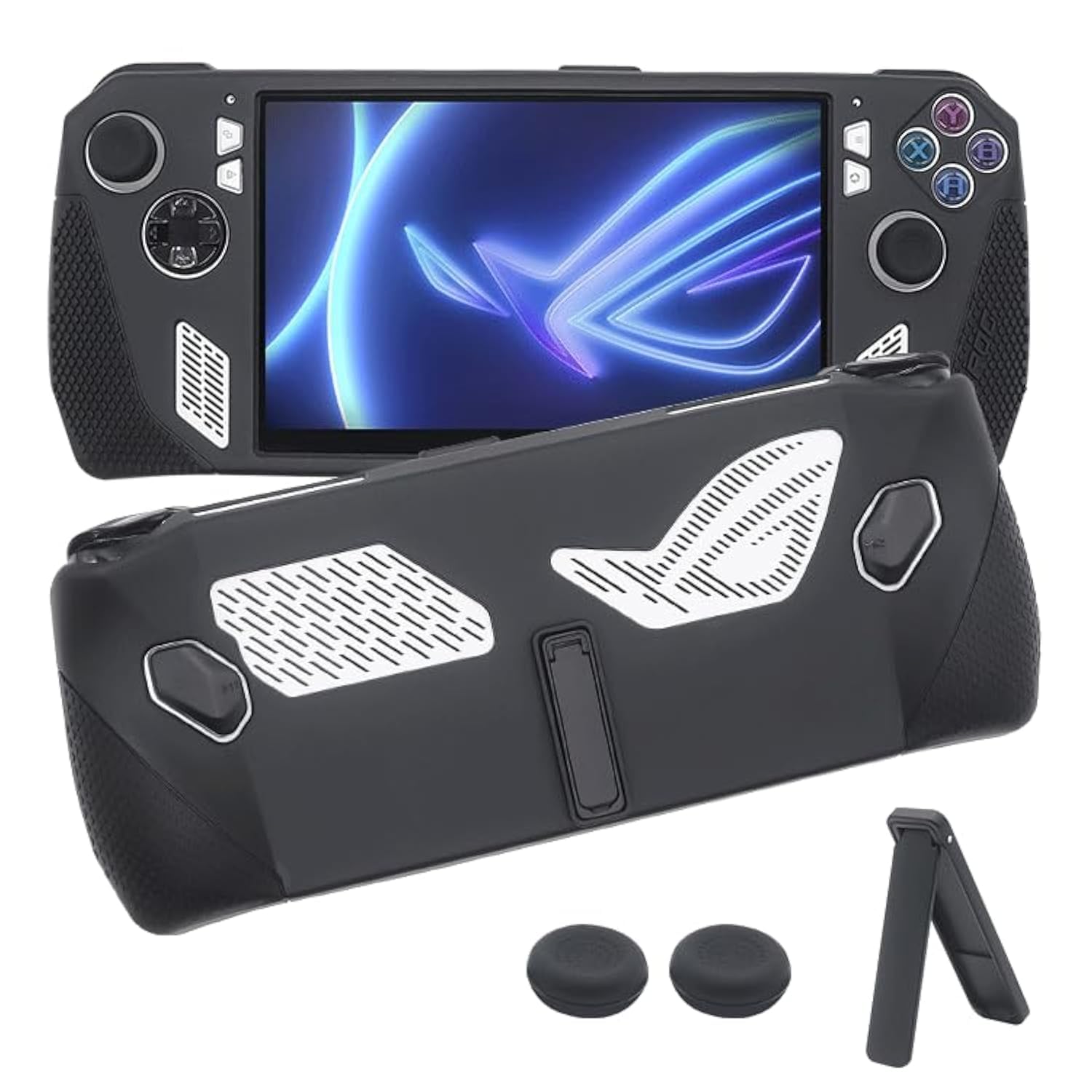 Custodia In TPU Morbido Per Asus ROG Ally Con Supporto E 2 Impugnature, Antigraffio E Antiurto, Nera
